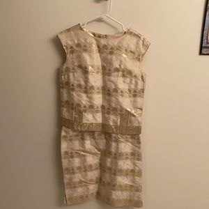 VTG Royal Lynne Gold 2 Piece dress MCM made in Crown Colony of Hong Kong Sz 12